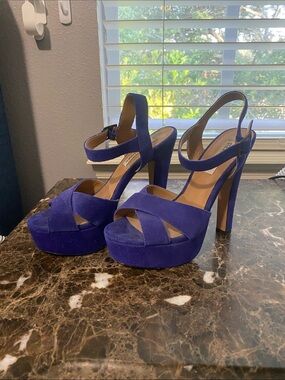 Steve Madden Blue Suede Platform Heels